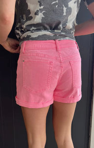 Backroads Cuffed Shorts - Pink Denim