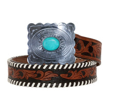 Load image into Gallery viewer, Grave Brown Hand-Tooled Leather Belt