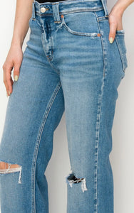 High Rise Distressed Denim Jeans