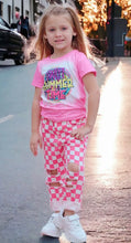 Load image into Gallery viewer, Hot Pink Checker Printed Distressed Denim Pants