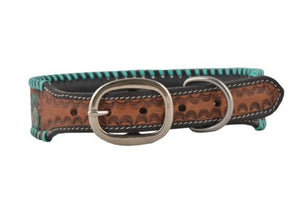 Full Bloom Hand - Tooled Leather Dog Collar