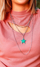 Load image into Gallery viewer, Turquiose Star Three Layer Silver Necklace