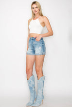 Load image into Gallery viewer, Star Rhinestone High Rise Denim Shorts