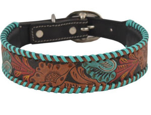 Full Bloom Hand - Tooled Leather Dog Collar
