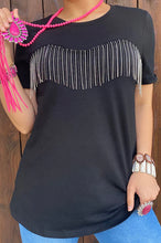 Load image into Gallery viewer, Black Rhinestone Fringe Tassels Top