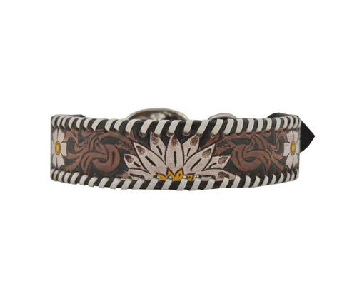 Oxy Daisy Hand-Tooled Leather Dog Collar *X-Large*