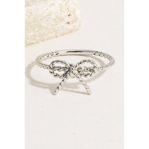 Twisted Metallic Ribbon Bow Band Ring