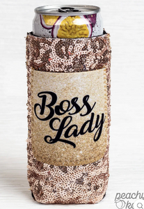 Boss Lady Sequin Can Cooler