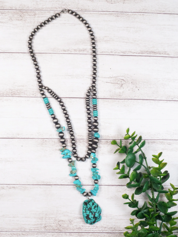 Take Me To The Rodeo Turquoise Rock Necklace