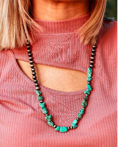 Cowboy Kissin’ Turquoise Rock Navajo Pearl Necklace