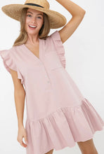 Load image into Gallery viewer, Twill Cotton Frayed Ruffle Peplum Mini Dress