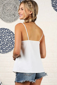 Off White Flowy Cowl Neck Slip Top