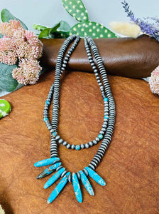 Crown Beast Turquoise And Silver Necklace
