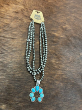 Load image into Gallery viewer, Layered Navajo Pearl Choker With Squash Blossom Pendant