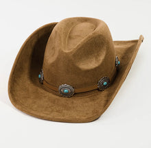 Load image into Gallery viewer, Brown Medallion Disc Strap Cowboy Hat