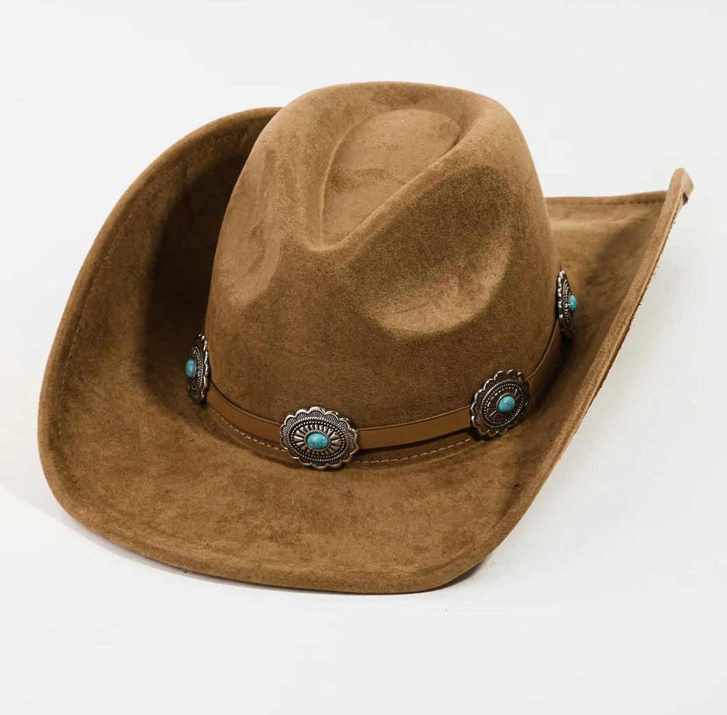 Brown Medallion Disc Strap Cowboy Hat