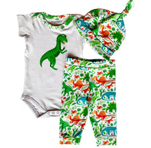 Load image into Gallery viewer, AnnLoren Boys 3 pc Baby Shower Dinosaur Layette Gift Onesie