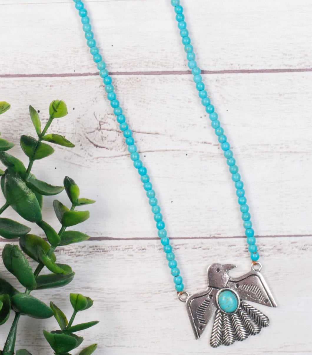 Wanna Fly Away Necklace, Turquoise