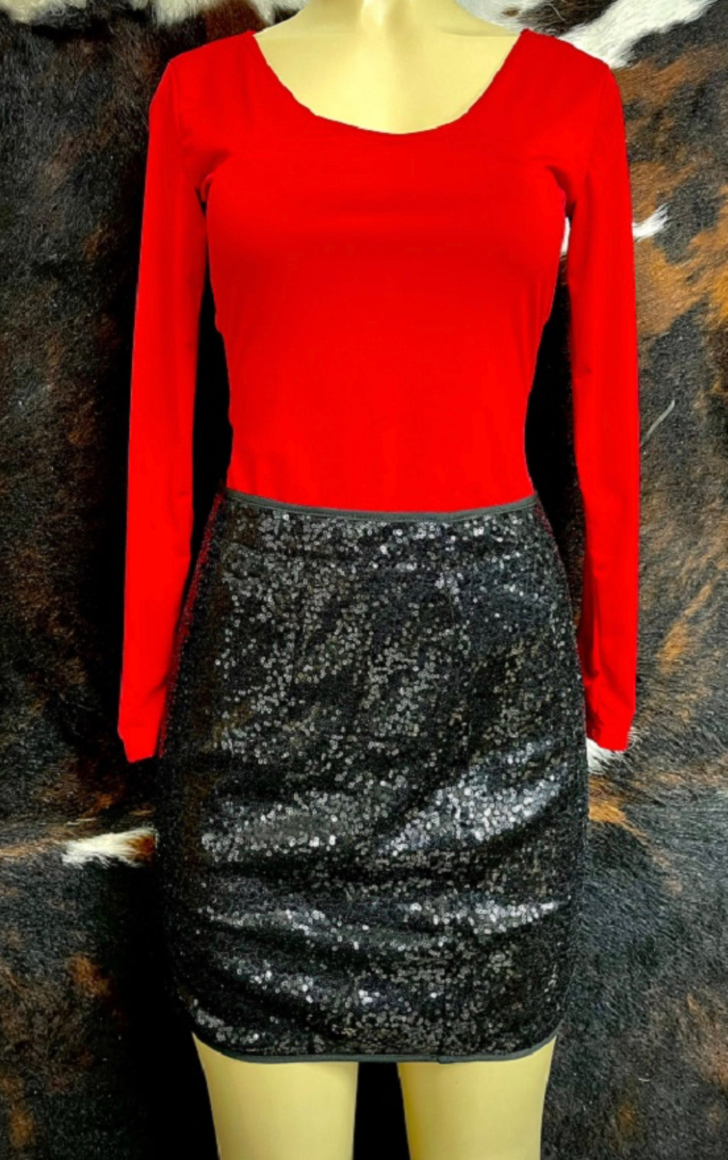 Black Sequin Mini Skirt