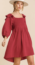 Load image into Gallery viewer, Gauze 3/4 Sleeve Dress with Smocking Ruffle Detail