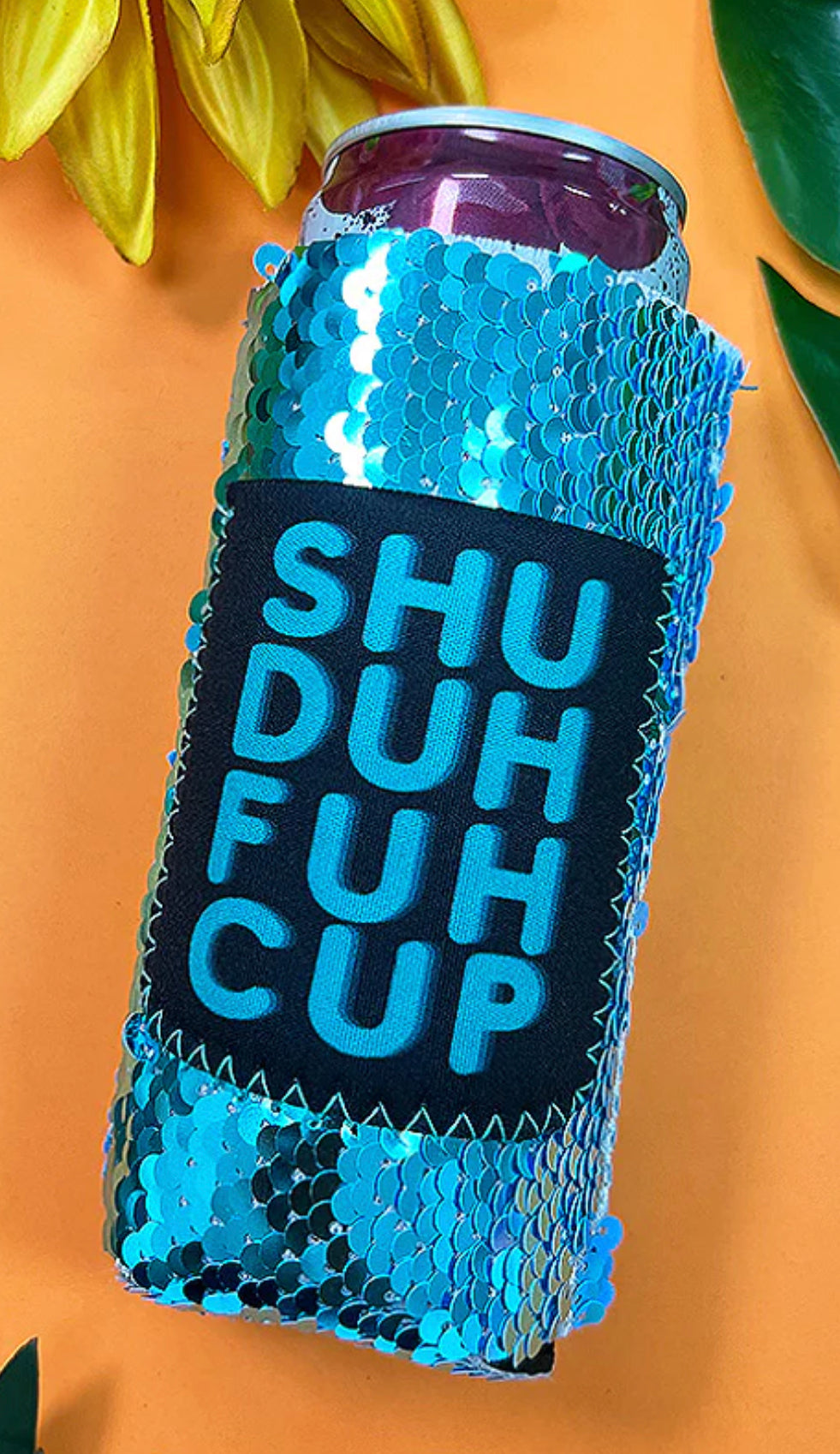Shu Duh Fuh Cup Mint Sequin Slim Can Cooler
