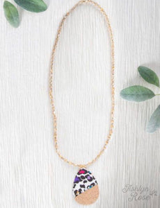 Split Between Grind and Shine Beaded Necklace, Leopard