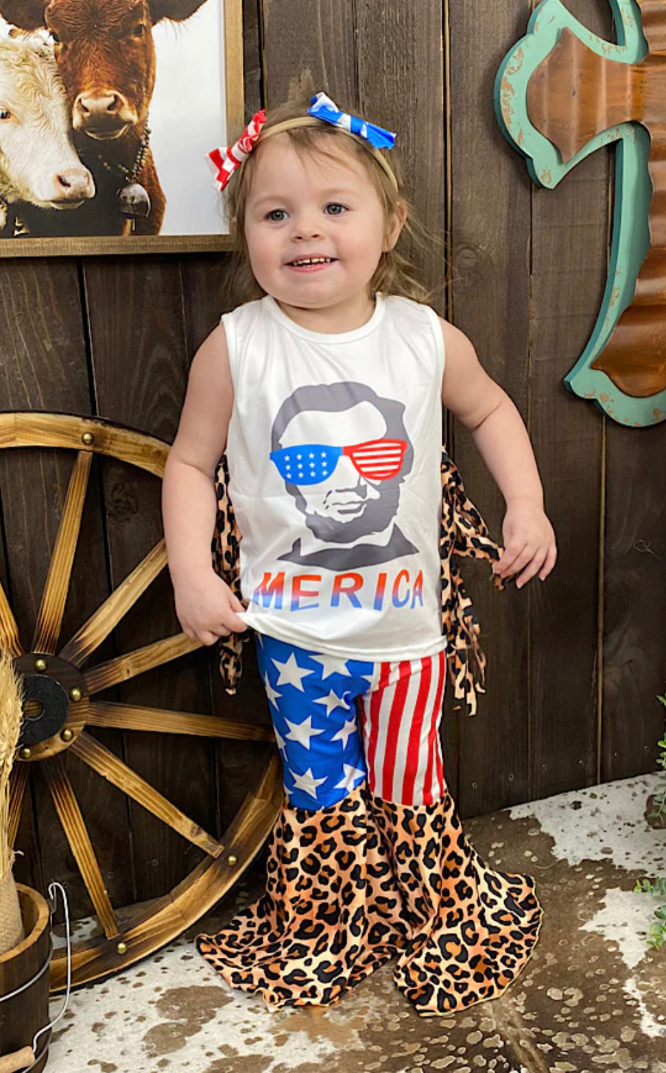 America Leopard & Fringe Printed Girl Set