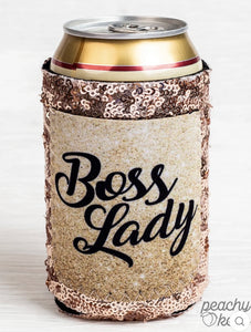 Boss Lady Sequin Can Cooler