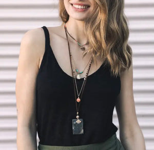 Four Layer Stone and Shell Bohemian Neacklace