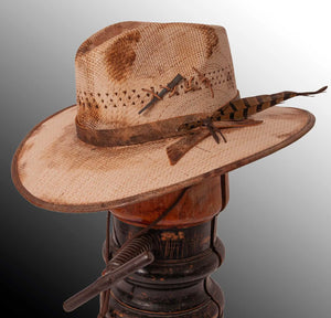 Desolation - Distressed Wide Brim Straw Fedora Hat