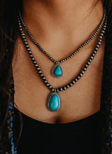 Load image into Gallery viewer, Take Me Away Two Strand Silver With Turquoise Necklace