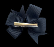 Load image into Gallery viewer, Black 4&quot; Ribbon Bow Clips Kids Girls