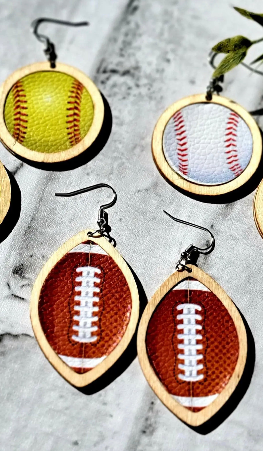 Sports Softball Baseball Football Earrings