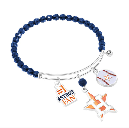 MLB Houston Three Charm Logo Bead Bracelet