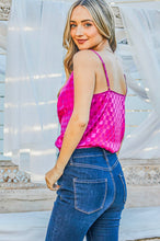 Load image into Gallery viewer, Fuchsia Satin Checkerboard Cowl Neck Camisole Top