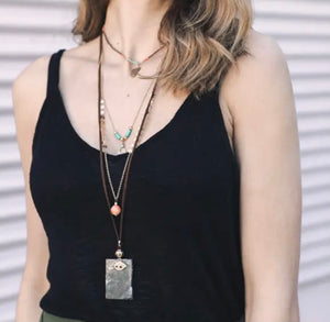 Four Layer Stone and Shell Bohemian Neacklace