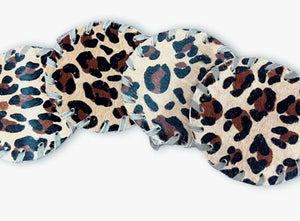 Leopard Print Cowhide Coaster Set