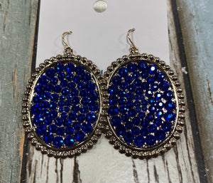 Blue Rhinestone Glamour Earrings