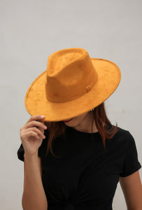 Dark Mustard Suede Fedora Hat