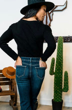 Load image into Gallery viewer, Black Long Sleeve Bodysuit