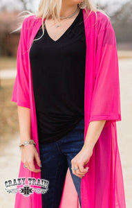 Long Round Duster Pink