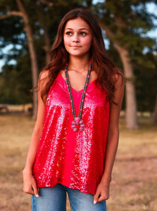 Stop The Show Sequin Tank In Pink