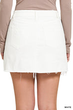 Load image into Gallery viewer, Frayed Asymmetric Hem White Denim Skirt