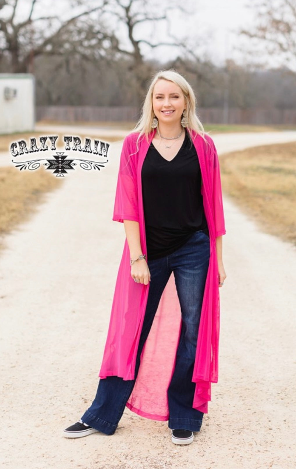Long Round Duster Pink