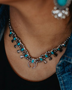 Moon Child Silver With Turquiose Stones Necklace