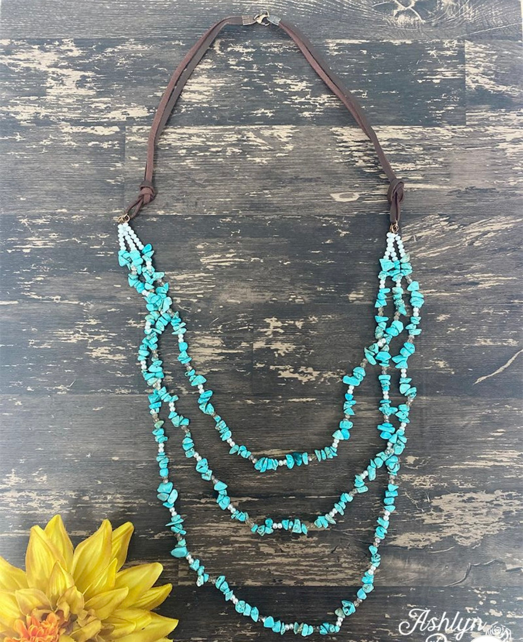 SOUTHERN BELL THINGS WITH TURQUOISE STONES BEADED NECKLACE