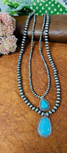 Load image into Gallery viewer, Take Me Away Two Strand Silver With Turquoise Necklace