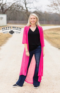 Long Round Duster Pink