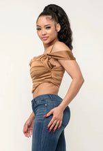 Load image into Gallery viewer, Satin Off Shoulder Front Shirring Corset Top