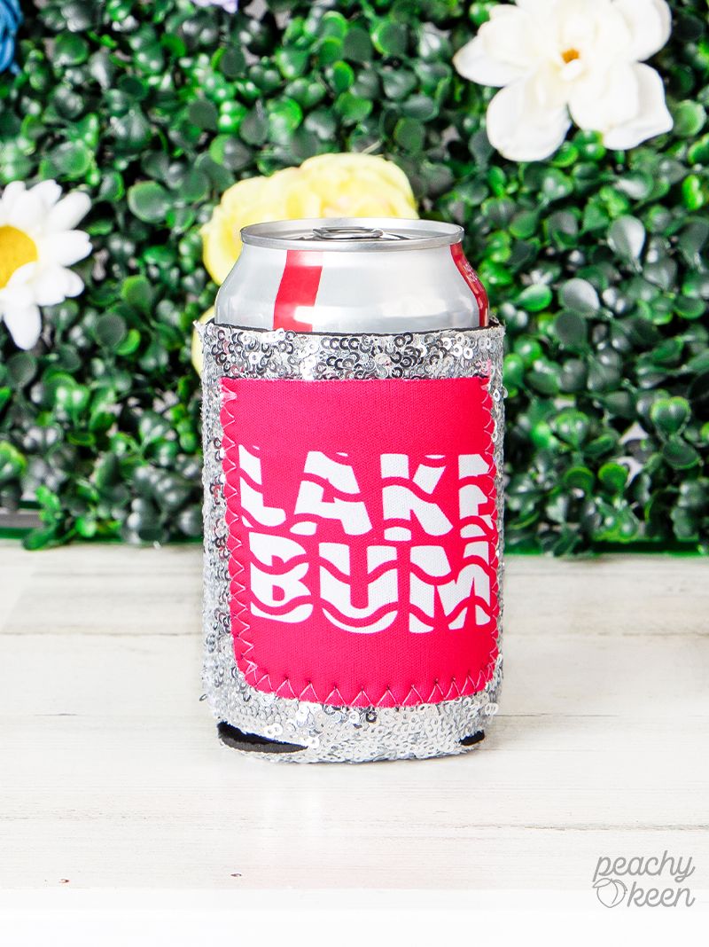 Peachy Keen Lake Bum Sequin Can Coolers